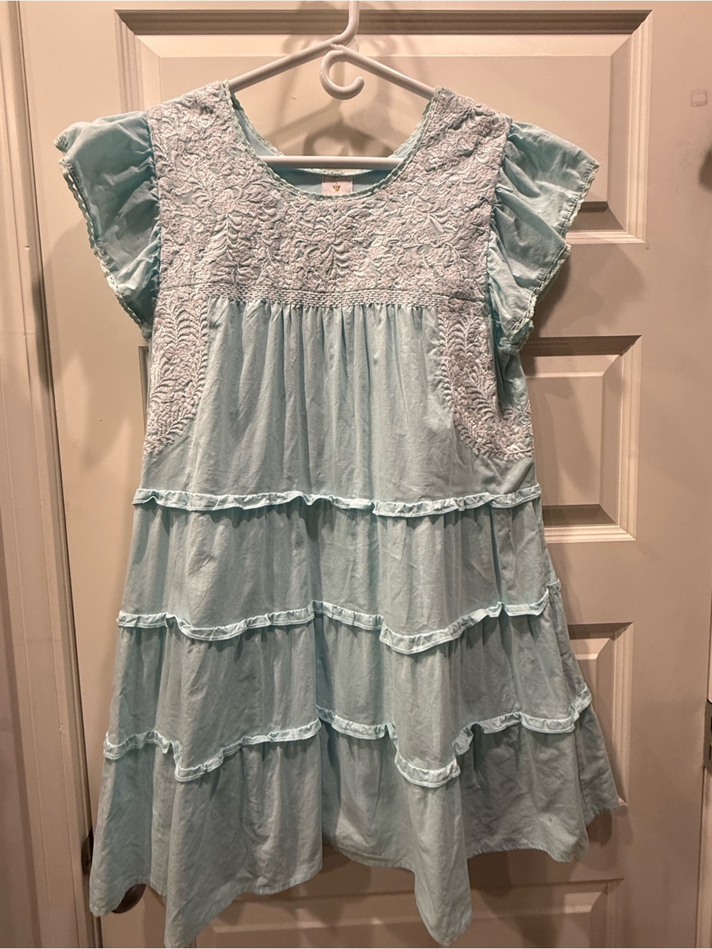 j. marie Light Blue Asymmetrical Tiered Ruffle Dress